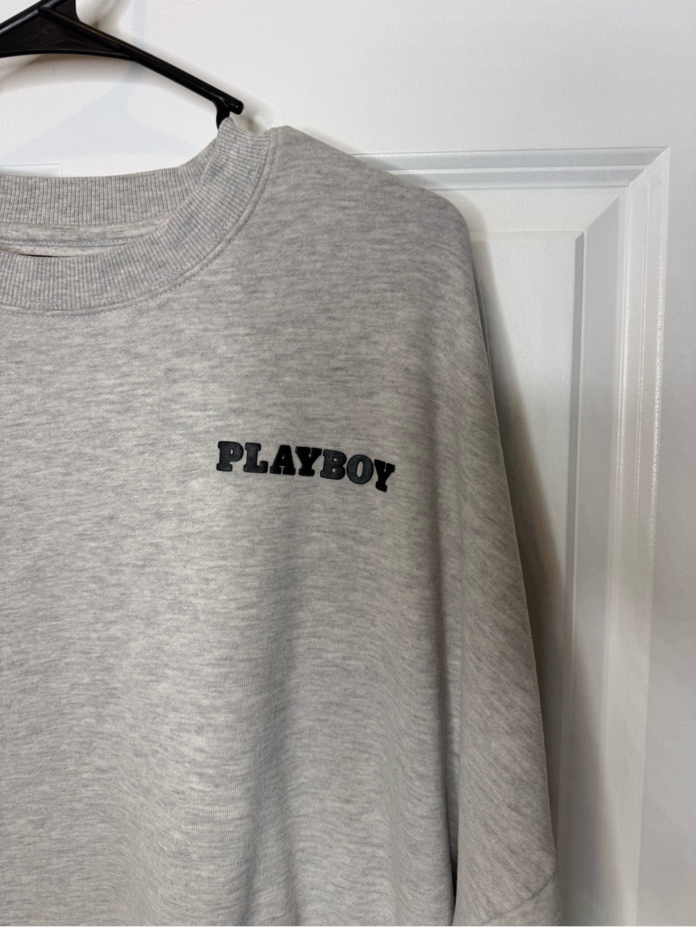 PLAYBOY Gray Crewneck Sweatshirt with Black Logo - Picture 3 of 6